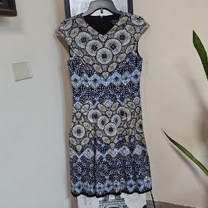 Elegant Black and Blue Patterned Dress